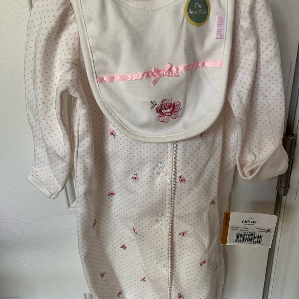 Onesie dress with matching hat and bib